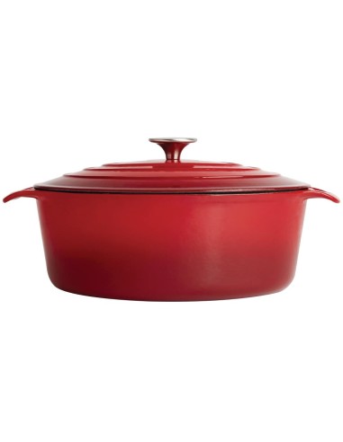 Cocotte ovale rouge Vogue 5L - Fonte professionnelle