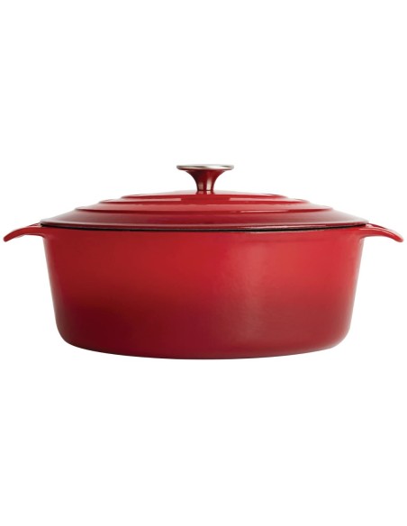 Cocotte ovale rouge Vogue 5L - Fonte professionnelle