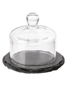 Plateau ardoise avec cloche verre APS - 105 mm