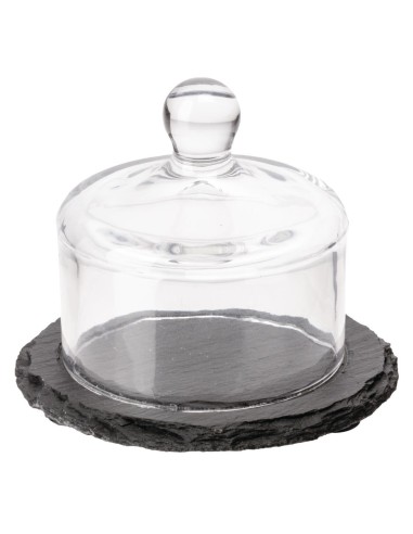 Plateau ardoise avec cloche verre APS - 105 mm