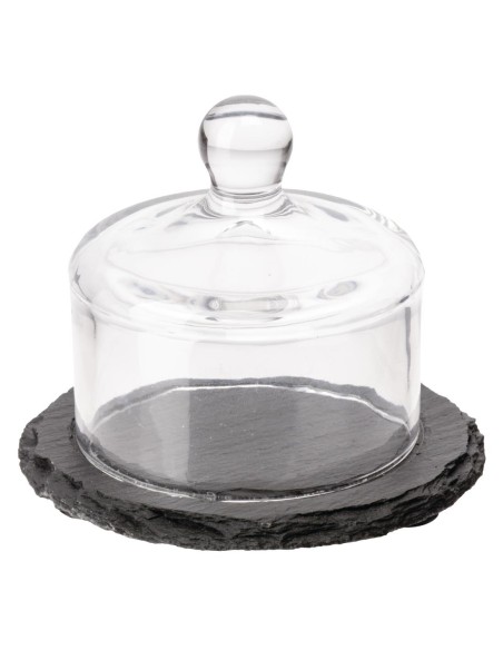 Plateau ardoise avec cloche verre APS - 105 mm