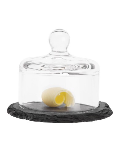 Plateau ardoise avec cloche verre APS - 105 mm