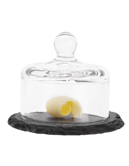Plateau ardoise avec cloche verre APS - 105 mm