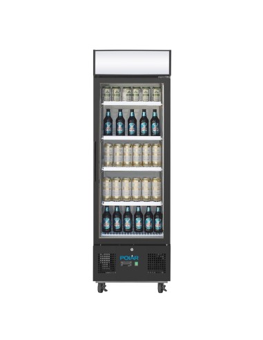 Vitrine réfrigérée positive Polar 218L noire - 4 étagères réglables
