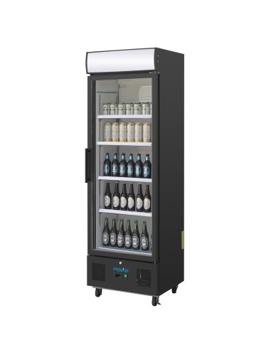 Vitrine réfrigérée positive Polar 368L noire - 4 étagères réglables