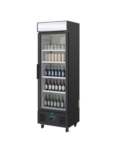 Vitrine réfrigérée positive Polar 368L noire - 4 étagères réglables