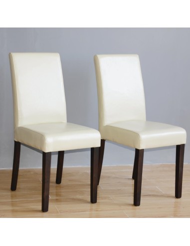 Chaises Bolero en simili cuir crème - lot de 2