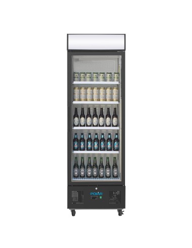 Vitrine réfrigérée positive Polar 368L noire - 4 étagères réglables