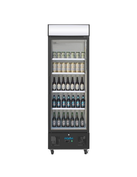 Vitrine réfrigérée positive Polar 368L noire - 4 étagères réglables