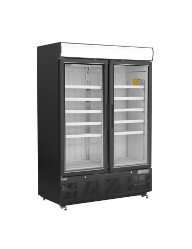 Vitrine réfrigérée négative Polar 920L noire - 10 étagères réglables