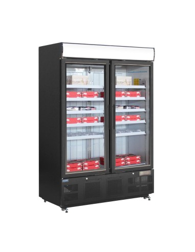 Vitrine réfrigérée négative Polar 920L noire - 10 étagères réglables