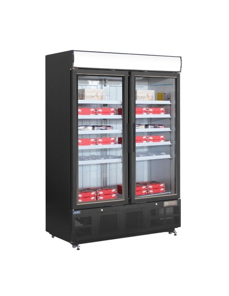 Vitrine réfrigérée négative Polar 920L noire - 10 étagères réglables