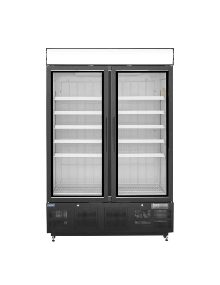 Vitrine réfrigérée négative Polar 920L noire - 10 étagères réglables