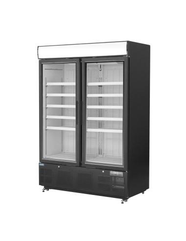 Vitrine réfrigérée négative Polar 920L noire - 10 étagères réglables