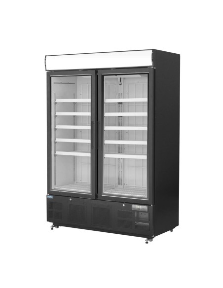 Vitrine réfrigérée négative Polar 920L noire - 10 étagères réglables