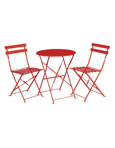 Chaises terrasse en acier Bolero rouges - lot de 2