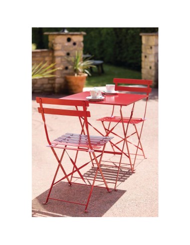 Chaises terrasse en acier Bolero rouges - lot de 2