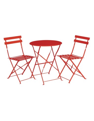 Table de terrasse en acier Bolero rouge - pliable 710x595 mm