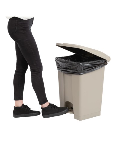 Poubelle à pédale Jantex beige 45L - Hygiénique et robuste