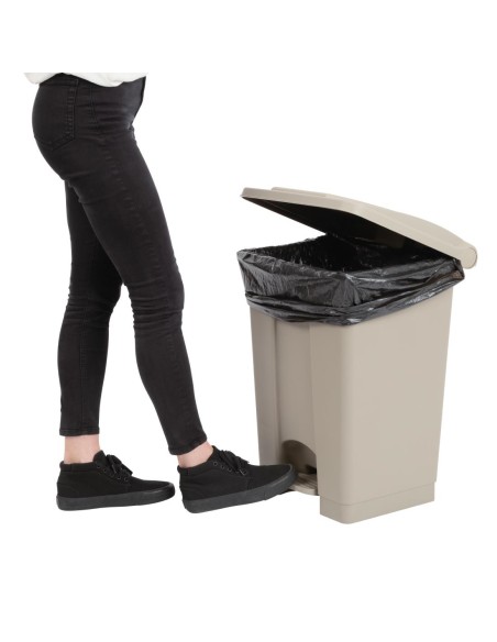 Poubelle à pédale Jantex beige 45L - Hygiénique et robuste