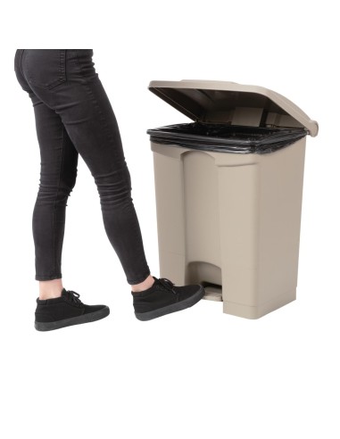 Poubelle à pédale Jantex beige 65L - Hygiène et durabilité