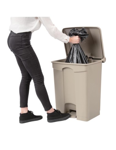 Poubelle à pédale Jantex beige 65L - Hygiène et durabilité