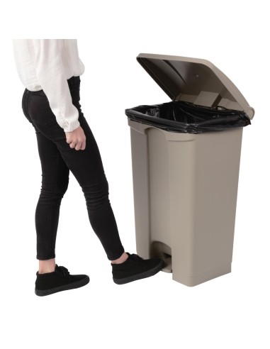 Poubelle à pédale Jantex beige 87L - Hygiénique et robuste