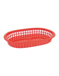 Panière alimentaire ovale rouge Olympia - lot de 6