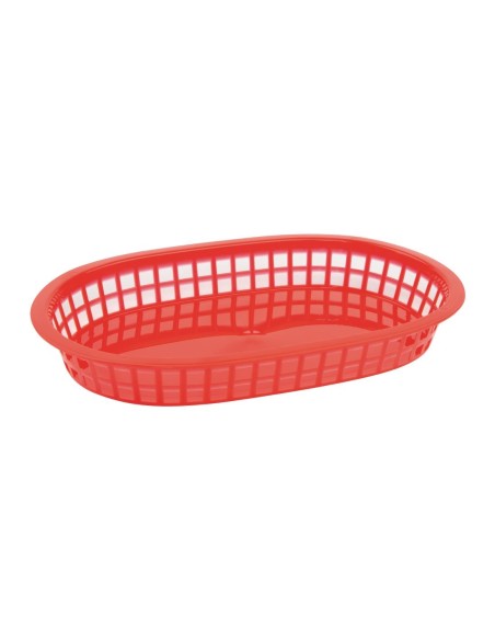 Panière alimentaire ovale rouge Olympia - lot de 6