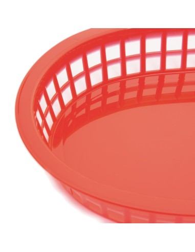 Panière alimentaire ovale rouge Olympia - lot de 6