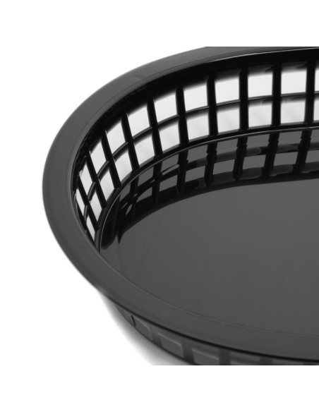 Panière alimentaire ovale noire Olympia - lot de 6