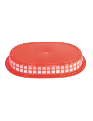 Panière alimentaire ovale rouge Olympia - lot de 6