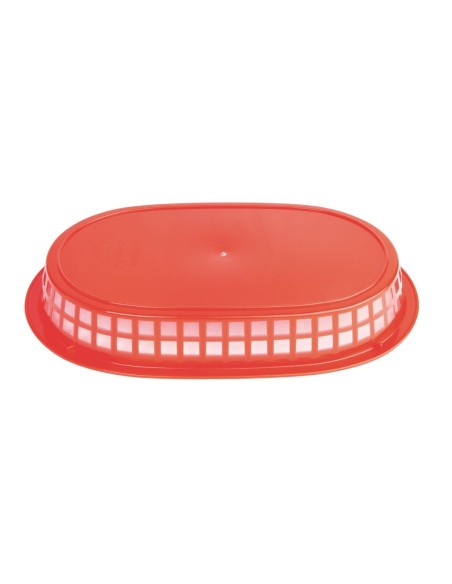Panière alimentaire ovale rouge Olympia - lot de 6