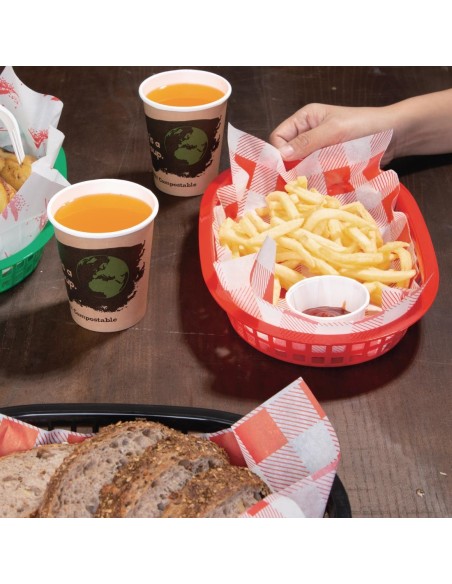 Panière alimentaire ovale rouge Olympia - lot de 6