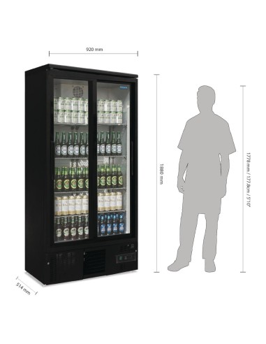 Arrière-bar vertical double porte Polar Série G - 490 L