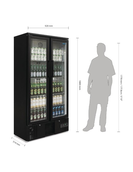 Arrière-bar vertical double porte Polar 490L - 400W