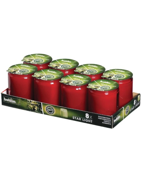 Bougies-verre Bolsius Starlight rouges - lot de 8