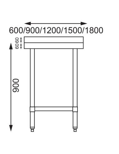 Table en inox Vogue 900x700 mm - préparation cuisine