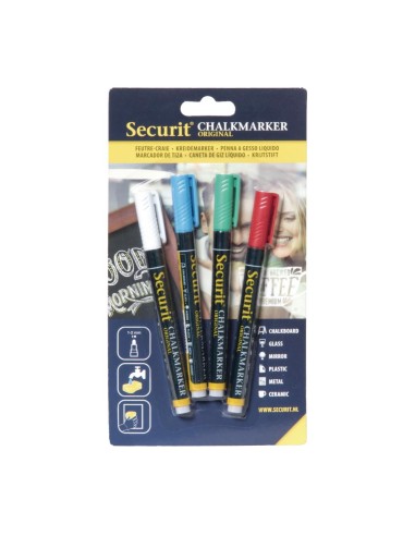 Assortiment feutres craie liquide 2mm Securit - lot de 4
