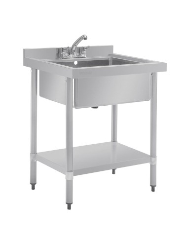 Plonge bac unique Vogue en inox - 600 mm profondeur
