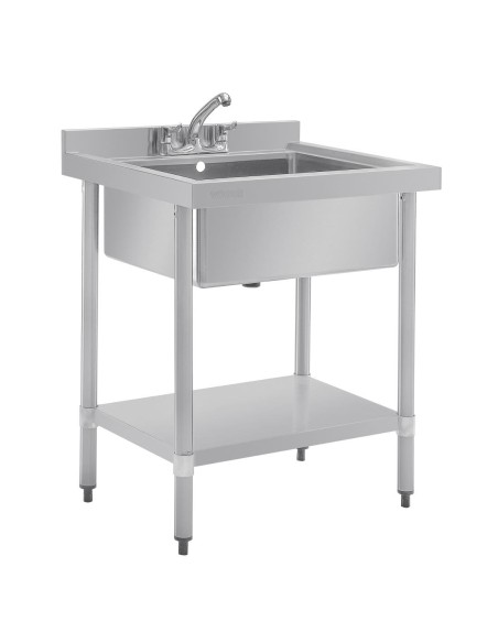 Plonge bac unique Vogue en inox - 600 mm profondeur