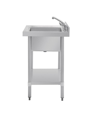 Plonge bac unique Vogue en inox - 600 mm profondeur