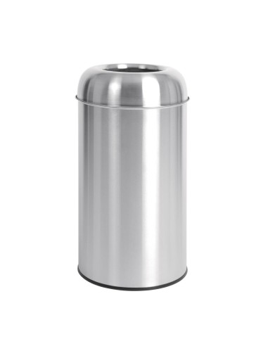 Poubelle dome inox ouverte Bolero 40L - robuste et finition mate