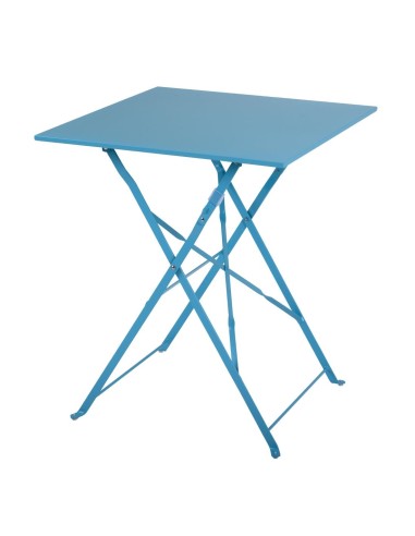 Table de terrasse carrée Bolero bleu turquoise 600mm - Légère et pliable