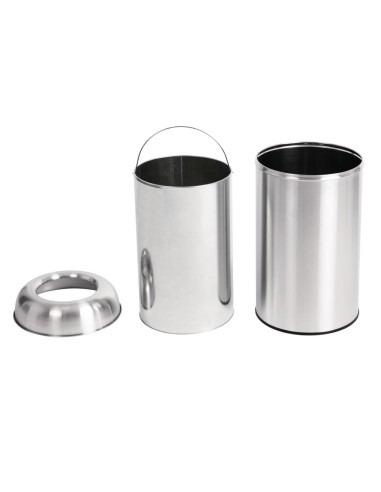 Poubelle dome inox ouverte Bolero 40L - robuste et finition mate