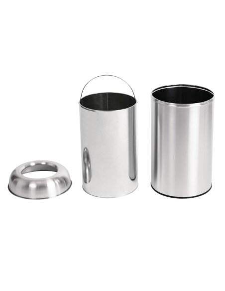 Poubelle dome inox ouverte Bolero 40L - robuste et finition mate