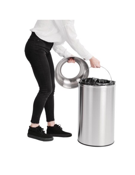 Poubelle dome inox ouverte Bolero 40L - robuste et finition mate
