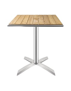 Table bistro carrée Bolero 600mm - bois et aluminium