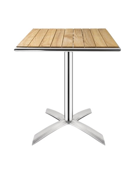 Table bistro carrée Bolero 600mm - bois et aluminium