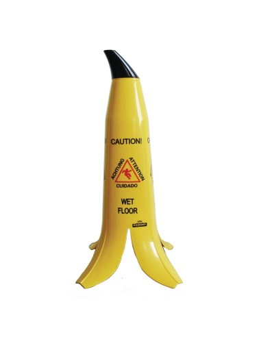 Cône sol glissant multilingue Banana - Jaune 600x292 mm
